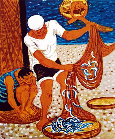 Giuseppe Migneco 1908, Messina (Me) - 1997, Milano (Mi) - [Italia] Pescatori...