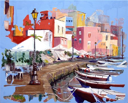 Diana Kirova 1962, Sofia - [Bulgaria] Marina Corricella, Procida acrilico su...