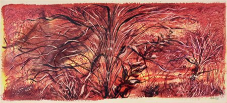 George Grosz DICKICHT Penna e inchiostro bruno e acquerello rosso, cm 23x49...