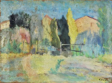 Angelo Del Bon CASOLARI olio su tela, cm 29x38,5 firmato eseguito nel 1937...