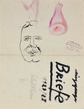 George Grosz BRIEFE penna e inchiostro nero, acquerello rosso e matita di...