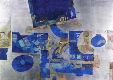 Gustavo Foppiani VIAGGIO A SPINA tempera su tavola, cm 70x100 firmato e...