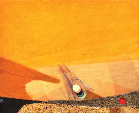 Roberto Crippa AURORA BOREALIS collage su tavola, cm 36x46 sul retro:...