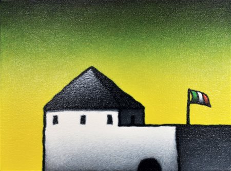 Tino Stefanoni PRIGIONI acrilico su tela, cm 32x42 sul retro: timbro Tino...