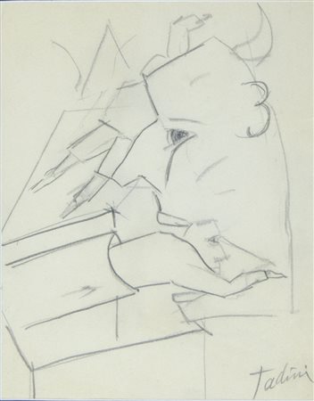 Emilio Tadini 1927-2002 "Studio per volto" cm. 30x24 - matita su carta...