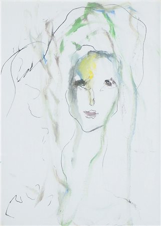 Ernesto Treccani 1920-2009 "Volto" cm. 35x25 - olio su tela Firmato b. a d.