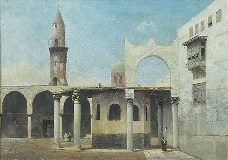 Pittore dell'800 "Piccolo tempio" cm. 18x26 - olio su tela Prov.: collezione...