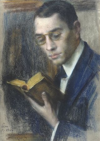 Alfeo Argentieri 1878-1955 "Ritratto di Oreste Basilio" cm. 58x40 - pastelli...