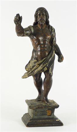 Scultura in legno scolpito raffigurante Cristo. H. cm. 54. (difetti).