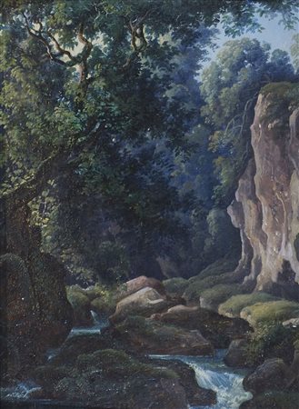 Carlo Markò (attr.) 1822-1891 "Paesaggio" cm. 22x16 - olio su tavola