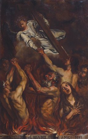 Maestro fine XIX secolo "Purgatorio" cm. 115x75 - olio su tela