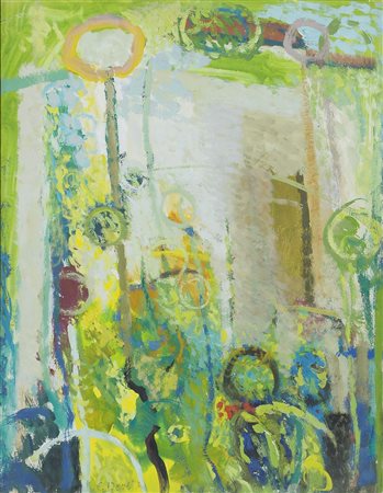 Edoardo Devetta Trieste 1912-1993 "Giornata di sole tra i fiori" cm. 50x40 -...