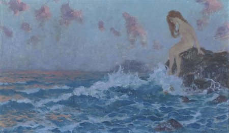 Glauco Cambon Trieste 1875-Biella 1930 "La bagnante" cm. 23x38 - olio su...