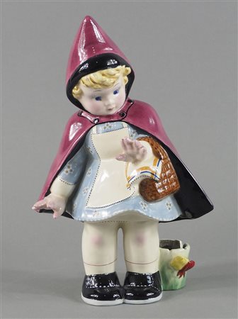 Tosin: scultura in ceramica policoma raffigurante "Cappuccetto rosso". H. cm....