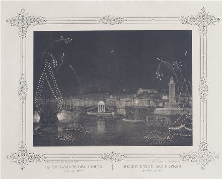 Lotto di 4 stampe incorniciate raffiguranti vedute triestine. Misure diverse.