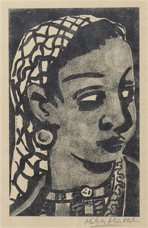 Miha Males 1903-1987 "Ragazzina" cm. 28x18 - incisione Firmato b. a d.