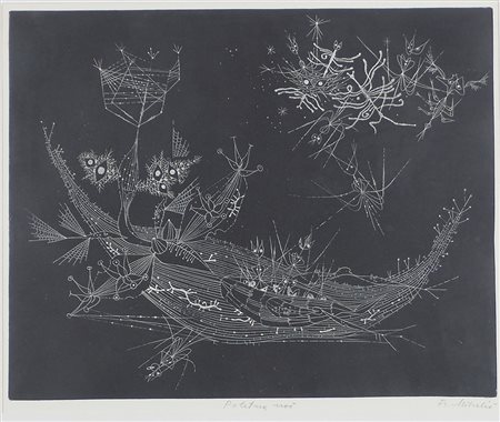 France Mihelic 1907-1998 "Sera d'estate" cm. 35x42 - incisioe Firmato b. a d....