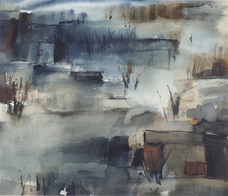 Robert Hlavaty Trieste 1897-Lubiana 1982 "Notturno" cm. 35x42 - acquerello su...