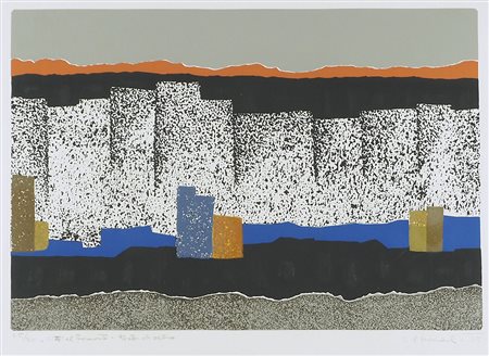 Luigi Spacal Trieste 1908-2000 "Città al tramonto" cm. 50x70 - incisione a...