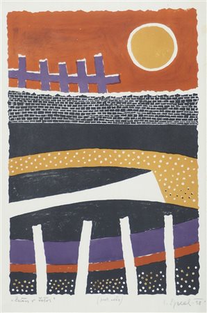 Luigi Spacal Trieste 1908-2000 "Paesaggio in Istria" cm. 70x50 - incisione a...