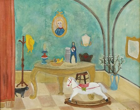 Luigi Spacal Trieste 1908-2000 "La casa di Sara" (1947) cm. 39x49 - olio su...
