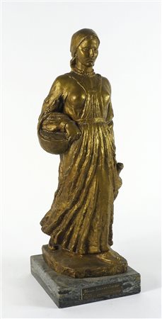 Grga Antunac 1906-1970 "Contadina con brocca e cesto" h. tot cm. 55 -...