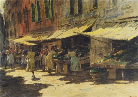 Cosimo Privato 1899-1971 "Spesa mattutina" cm. 70x100 - olio su tela Firmato...