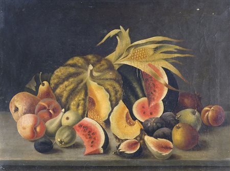 Maestro del XIX secolo "Natura morta di frutta" cm. 41x54 - olio su tela