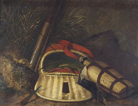 Frederik A. Spang 1834-1891 "Natura morta con bottiglia" cm. 45x60 - olio su...