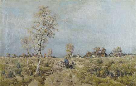 Isidore Verheyden 1846-1905 "Paesaggio con pastore" cm. 45x72 - olio su tela...