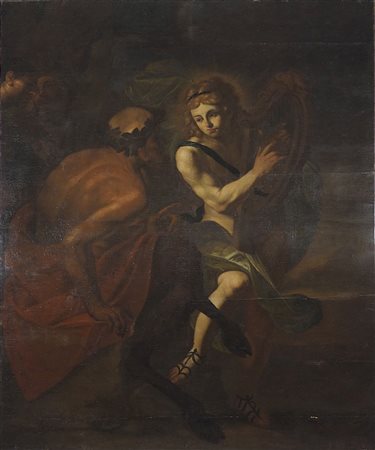 Maestro nordico del XVII secolo "Il giudizio di Re Mida" cm. 220x170 - olio...
