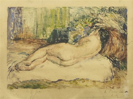 August Renoir 1841-1919 "Nudo di donna in un interno" cm. 32x42 - monotipo su...