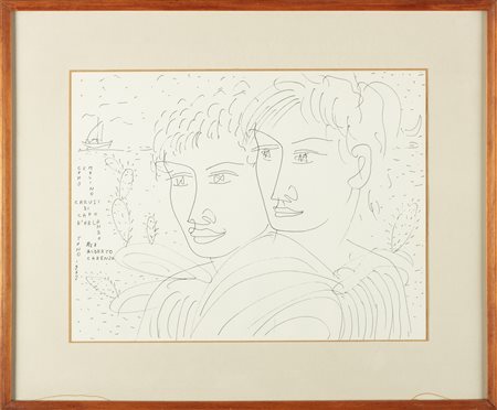 ZANCANARO TONO (1906 - 1985) Cono e Melino. 1962. China su carta. Cm 33,00 x...