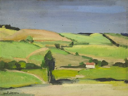 LANARO DINO (1908 - 1998) Senza titolo. Olio su cartone pressato. Cm 40,00 x...