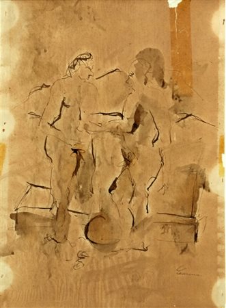 CARENA FELICE (1879 - 1966) Senza titolo. Tecnica mista su carta. Cm 20,00 x...