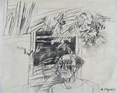 STAGNOLI ANTONIO (1922 - 2015) Senza titolo. Tecnica mista su carta. Cm 21,50...
