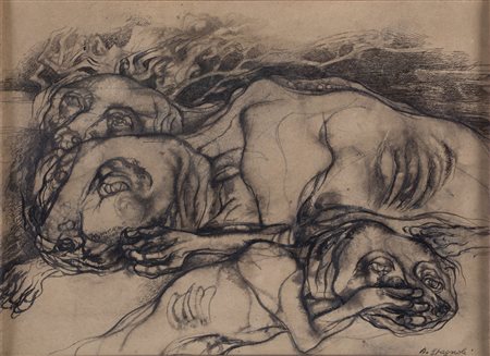 STAGNOLI ANTONIO (1922 - 2015) Senza titolo. Tecnica mista su carta. Cm 26,50...