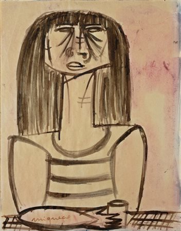 MIGNECO GIUSEPPE (1908 - 1997) Figura. Acquarello su carta. Cm 22,00 x 28,50....