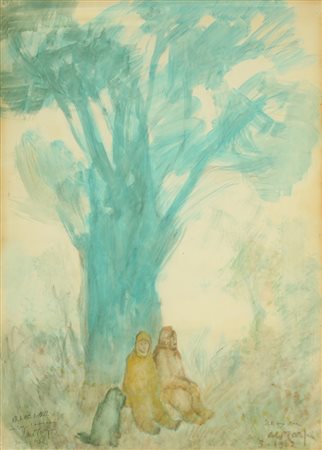 CARPI ALDO (1886 - 1973) Sulla lunga strada. 1962. Gouache su carta. Cm 70,00...