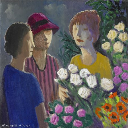 FANTUZZI ELIANO (1909 - 1987) Senza titolo. 1985. Olio su tela . Cm 50,00 x...