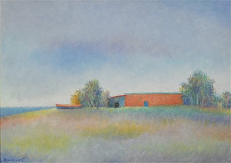 OMICCIOLI GIOVANNI (1901 - 1975) Fregene. 1968. Olio su cartoncino. Cm 70,00...