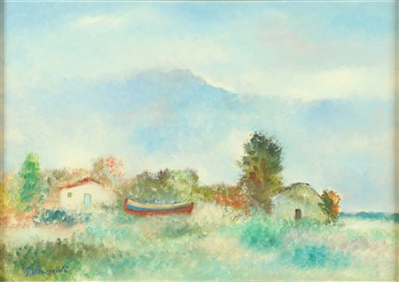 OMICCIOLI GIOVANNI (1901 - 1975) Passoscuro n. 68. . 1972. Olio su tela . Cm...