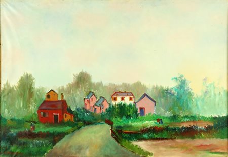 OMICCIOLI GIOVANNI (1901 - 1975) Orti della farnesina. . 1968. Olio su tela ....