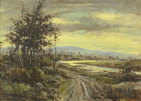 FIORESI GARZIA (1898 - 1968) Senza titolo. Olio su tavola. Cm 73,00 x 52,00....