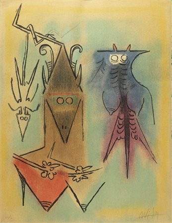 LAM WILFREDO (1902 - 1982) Senza titolo. Litografia. Cm 50,00 x 64,00. XV/L....