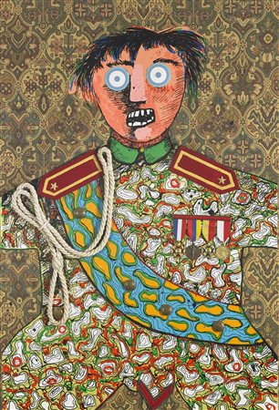 BAJ ENRICO (1924 - 2003) The military strategist. 1971. Tecnica mista e...