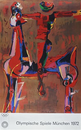 MARINI MARINO (1901 - 1980) Figure équestre. Poster. Cm 64,00 x 101,00....