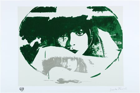 FIORONI GIOSETTA (n. 1932) Doppio Liberty Green. Serigrafia polimaterica e...