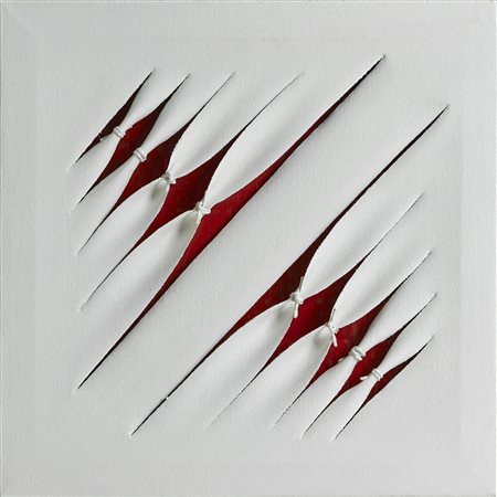 SALEMI CALOGERO (n. 1966) Squarci di rosso. 2018. Tecnica mista su tela. Cm...