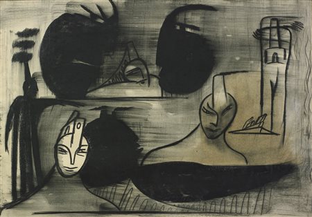 DEL RE MARCO (n. 1950) Senza titolo. Tecnica mista su carta. Cm 100,00 x...